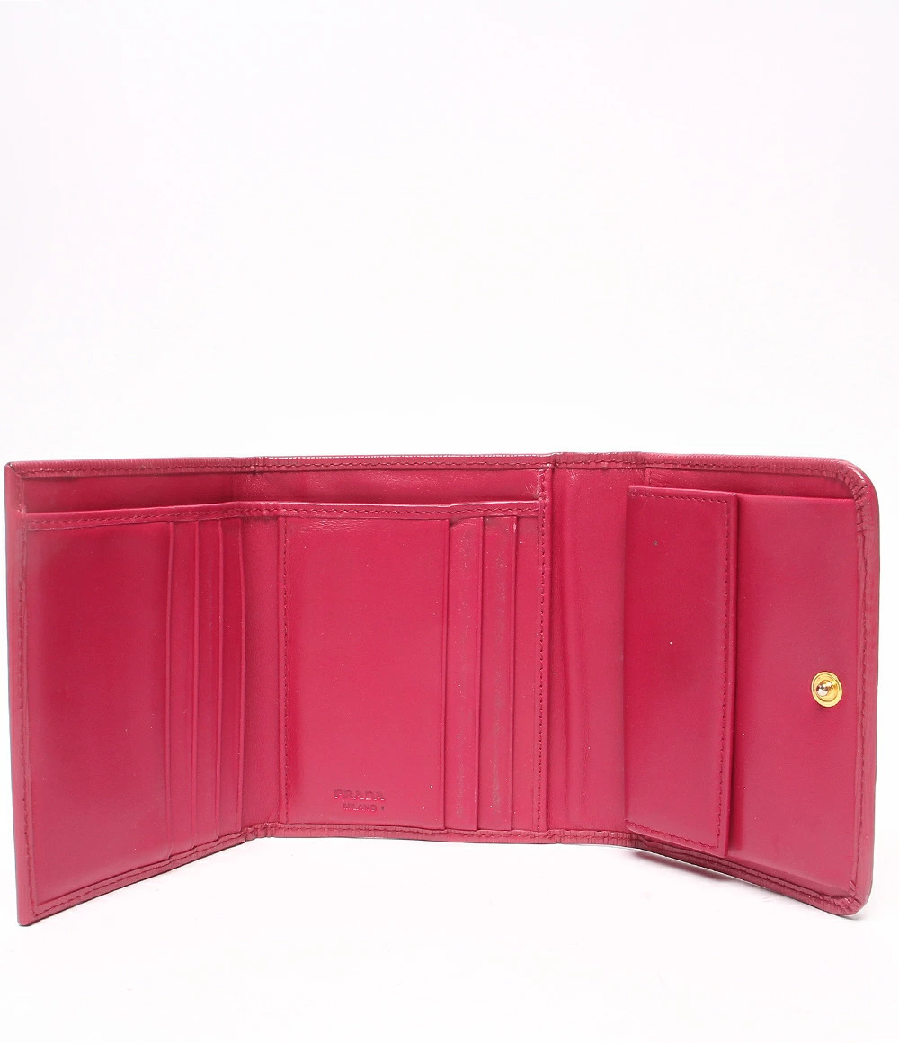 Prada fold Saffiano Tri Wallet Leather Black